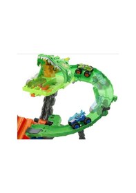 Resim Hot Wheels Monster Trucks Sharks Vs Dinos Dragon Demolition Track Set Jfr06 