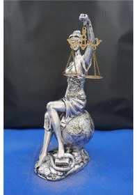 Resim Themis Adalet Tanrıçası Heykeli 34 Cm Dünya Üstünde Dekoratif Biblo, Ev & Ofis Aksesuarı Gümüş 