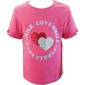 Resim Kaliteiste Kız Çocuk Kısa Kollu Payetli T-Shirt 1,5 - 2 Yaş Pembe 