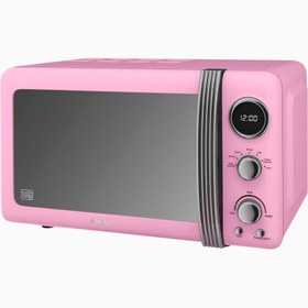 Resim Retro Dijital Mikrodalga, 20 L, 800 W, 5 Güç Seviyesi ve Buz Çözme - Pembe 