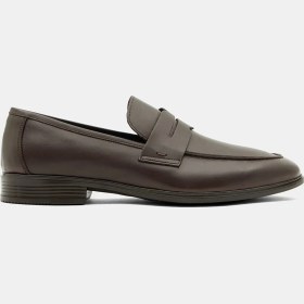 Resim Desa Erkek Koyu Kahve Klasik Slip-On Deri Loafer 