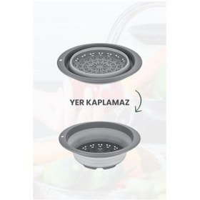 Resim Katlanabilir Yuvarlak Süzgeç 6,5 Litre Gri 