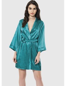Resim Ahu Aria's Closet Zümrüt Kısa Saten Sabahlık Zümrüt 