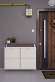 Resim Ceha Kilitli Tablalı 4'lü Metal Ayakkabılık - Beyaz 