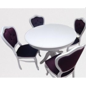 Resim Masa Sandalye Takımı Ihlamur Baba Ayak Model Mdf Tabla 100 Cm Açıl El Yapımı 