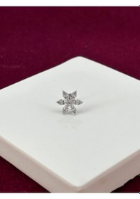 Resim Kar Tanesi Şeklinde Taşlı Silver Piercing Gümüş 