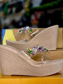 Resim ABAYA Dolgu Topuk Taş Detaylı Terlik 