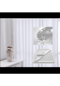 Resim Atlas Saten Lüx Beyaz Güneşlik Perde -Kaliteyi Ucuza Alın- Beyaz 