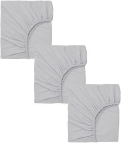 Resim 3 Adet 50x90 Cm Anne Yanı Lastikli Penye Kumaş Bebek Çarşafı-gri 