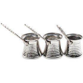 Resim Gümüş Kaplama 3'lü Bakır Cezve Seti 