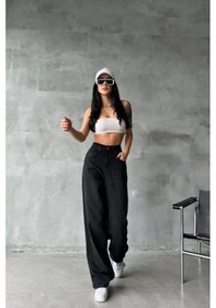 Resim Arkadan Tokalı Jeans Pantolon Siyah Siyah 