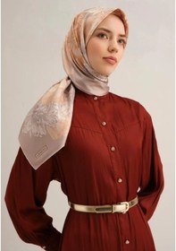 Resim Armine Sura İpek Eşarp 9330-31 Vizon Karışık Desen Çok Renkli 