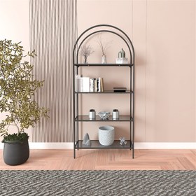 Resim Just Home Linda Füme Camlı Kitaplık - Siyah 