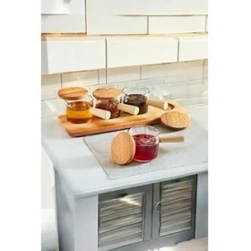 Resim Life 4 Adet Ahşap Saplı Standlı Mika Şeffaf Sunumluk Sosluk Reçellik Çerezlik MIT1152 