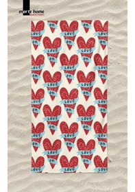 Resim Marte Home Love Kalp Baskılı Plaj Havlusu Bej 