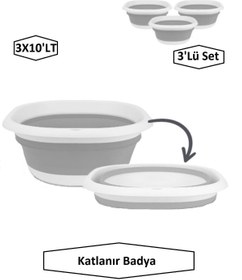 Resim Genel Markalar Katlanır Badya Leğen Akordiyon Katlanabilir Badya 3'lü Set (3x10'lt) 