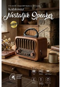 Resim Nostaljik Görünümlü Bluetooth Mp3 Çalar Fm/am/sw Usb Tf Kart Destekli Şarjlı Retro Hoparlör 