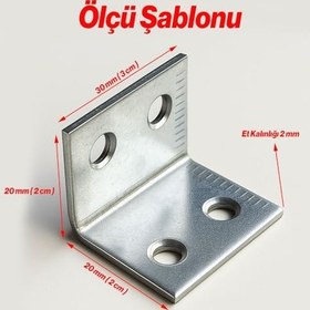 Resim Metal L Demiri 30x20x20 mm Kalın Köşebent (25 Adet) Raf Dolap Köşe Bağlantı Mobilya Sabitleme Seti 
