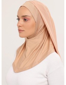 Resim Altobeh Hazır Lüks Pratik Hijablı Şifon Şal Koyu Bej 