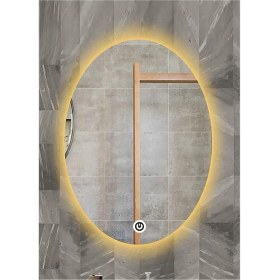 Resim Global Led Mirror 55X75 cm Dokunmatik Tuşlu Elips Ledli Ayna Banyo Aynası Dekoratif Ayna Boy Ayna Salon Duvar Ayna 