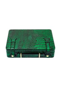 Resim Lubinski Deri Croco Humidor El Çantası Puro Kutusu 18's Yeşil 