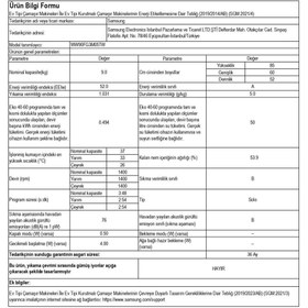 Resim Samsung WW90FG3M05TWAH 1400 Devir 9 kg Çamaşır Makinesi 