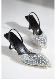 Resim Prego Emç İnci Taş Detaylı Burnu Kapalı Abiye Kadın Ayakkabı Siyah Siyah 