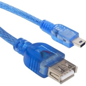 Resim Findit USB 5 Pin Erkek-Usb Dişi Ipod Kablosu Mavi Şeffaf 40 cm 