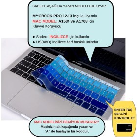 Resim McStorey Laptop Macbook Pro Klavye Kılıf US(ABD) İngilizce Baskılı A1534 A1708 ile Uyumlu Ombre 