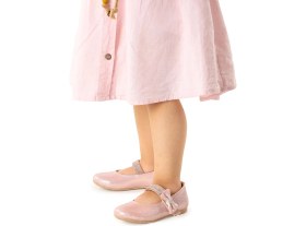 Resim Kiko Kids Cırtlı Kız Çocuk Taşlı Babet Ayakkabı 252 Vakko Pudra 