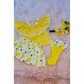 Resim Ada Anne Çocuk Moda Limon Desenli Etek Takım 