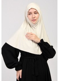Resim Manolyaşal İslamic Hijab Pratik Eşarp Peçeli-peçesiz Hazır Türban Sufle - Krem Krem 