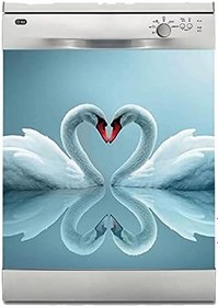 Resim Bulaşık Makinesi Sticker Kaplama Beyaz Eşya Kaplama Çift Beyaz Kuğu 