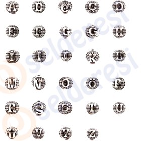 Resim Selderesi 5 adet Ç Harfi - Metal Döküm Harf Yuvarlak 8mm Delikli Harf Tesbih Bileklik için 