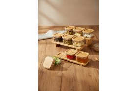 Resim Bernardo Lunaya 9'lu Bambu Standlı Kahvaltılık Seti 