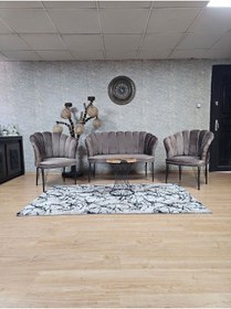 Resim ZAFİR Siyah Boyalı Tel Ayak Papatya Çay Seti Koltuk Takımı , Balkon, Salon, Ofis, Cafe Koltuk Takımı 