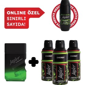 Resim Jagler Energy Erkek Edt Parfüm 90 ml Deodorant 3X150 ml Avantajlı Set Roll On Hediyeli 