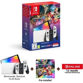 Resim Nintendo Switch OLED Konsol Beyaz + Mario Kart 8 Deluxe + 12 Months NSO 