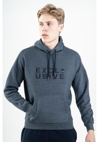Resim Maraton Sportswear Comfort Erkek Kapşonlu Takma Kol Basic Laciver Sweatshirt 22359-laciver Lacivert 