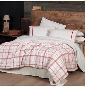 Resim Bramo King Size Battal Boy %100 Pamuk Flanel Pazen Nevresim Takımı Bej Bej 