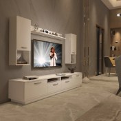 Resim Decoraktiv Trendstyle 5220DA Slm Tv Ünitesi Tv Sehpası Parlak Beyaz 