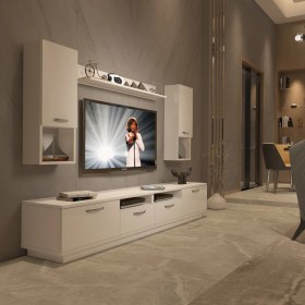 Resim Decoraktiv Trendstyle 5220DA Slm Tv Ünitesi Tv Sehpası Parlak Beyaz 