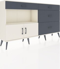 Resim Arges Konsol Tek Raflı 4 Çekmeceli 2 Kapaklı 176x30x99 Aytaşı-ayt Aytaşı-aytaşı/antrasit 