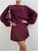 Resim Textura Tanch Kadınlar İçin Saten Mini Etek 380712803 Bordo 