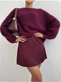 Resim Textura Tanch Kadınlar İçin Saten Mini Etek 380712803 Bordo 