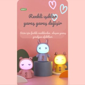 Resim Bla Group Sevimli Kawai Şarjlı Kablosuz Çocuk Masa Lambası Rgb Sarı 