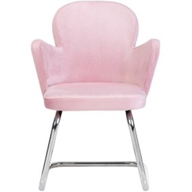 Resim Markaelz Krom Metal Ayaklı Bekleme Koltuğu Kelebek Pembe 