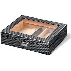 Resim Falconetti Karbon Fiber Siyah Camlı Kısa Humidor Puro Kutusu rc38 