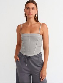 Resim Dilvin Crop Top 101a20794 Gri 