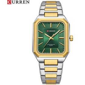 Resim Curren 8457 İş Çelik Kayış Kare Erkek Kuvars Saat Yeşil 